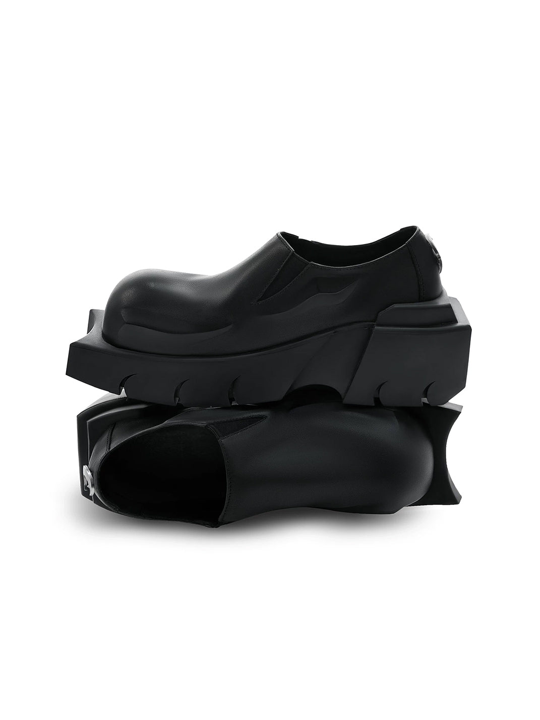 Black Horn-Detail Leather Platform Derby Shoes - View 10