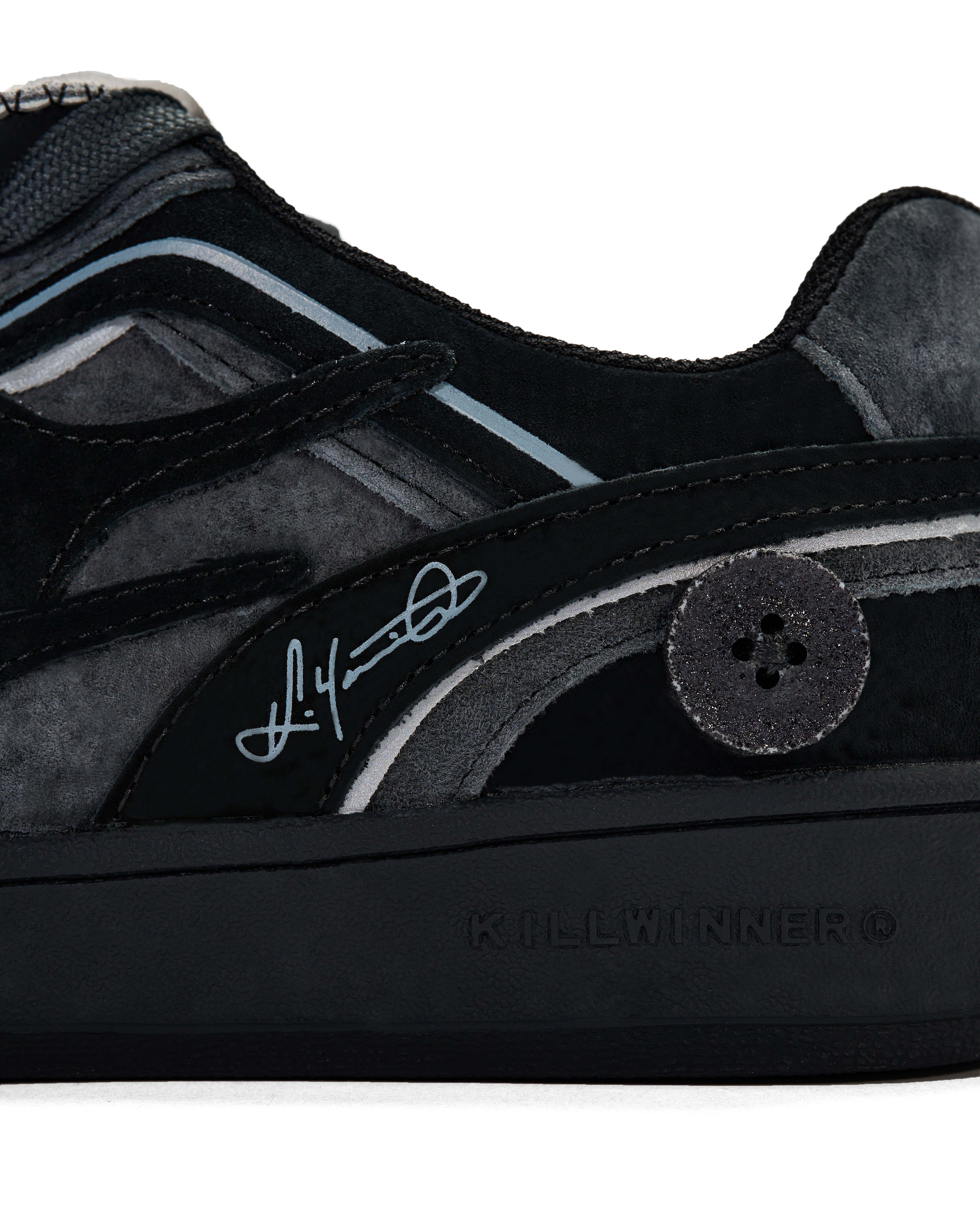Black Reflective Retro Trainer Sneakers - View 10
