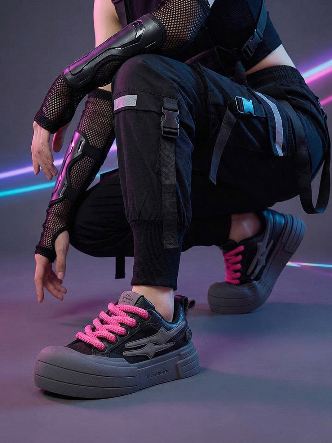 Black Samurai Smile Platform Sneakers - View 4
