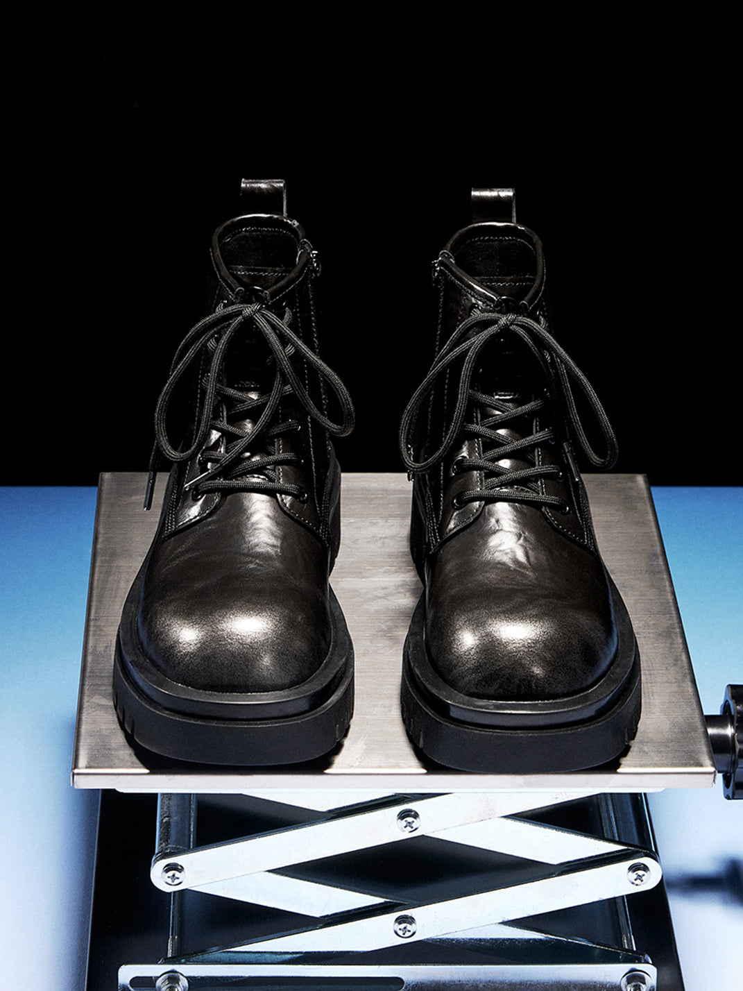 Black Side-Zip Lace-Up Combat Boots - View 6
