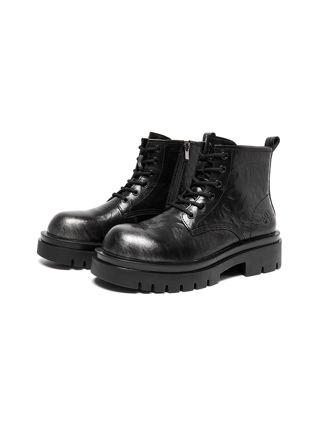 Black Side-Zip Lace-Up Combat Boots - View 10