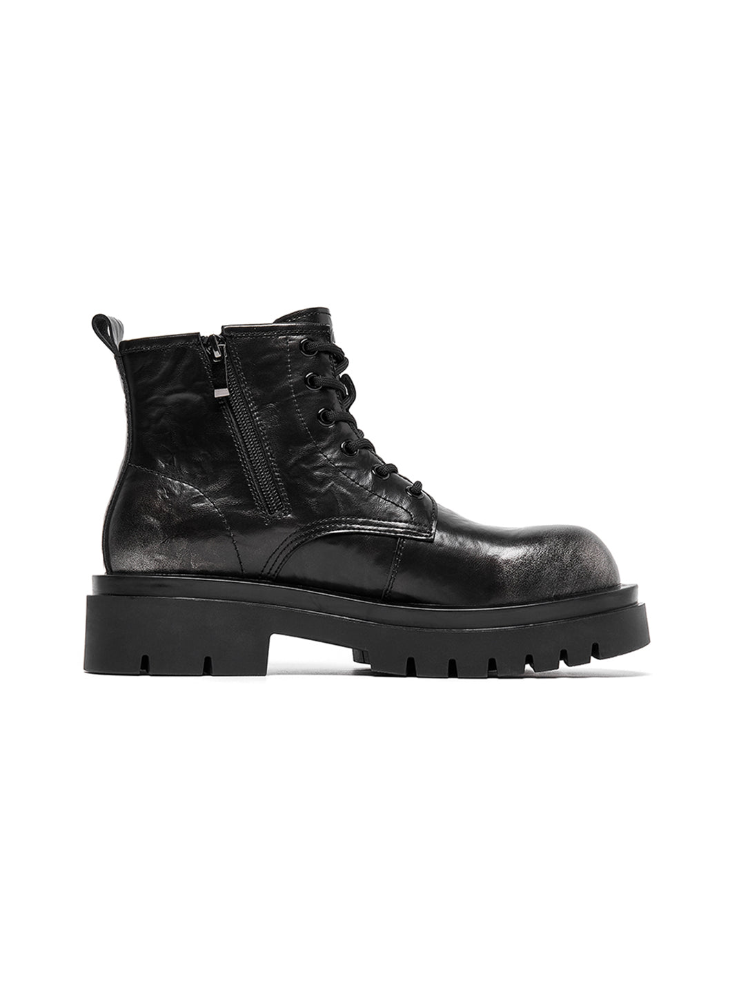 Black Side-Zip Lace-Up Combat Boots - View 15