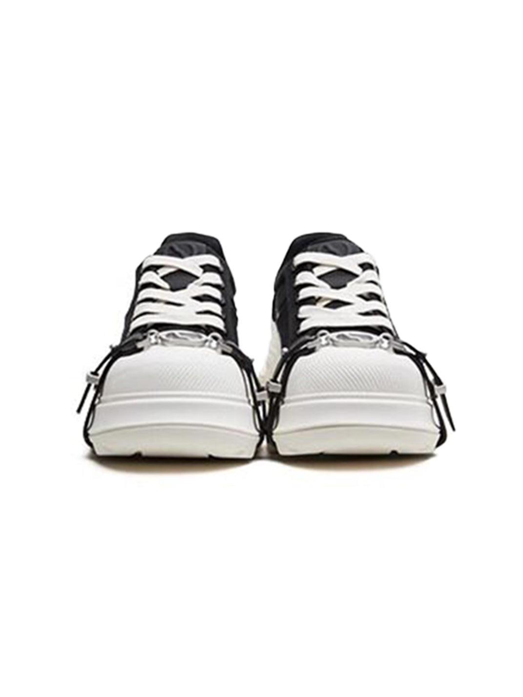 Black White Buckle Platform Canvas Sneakers - View 7