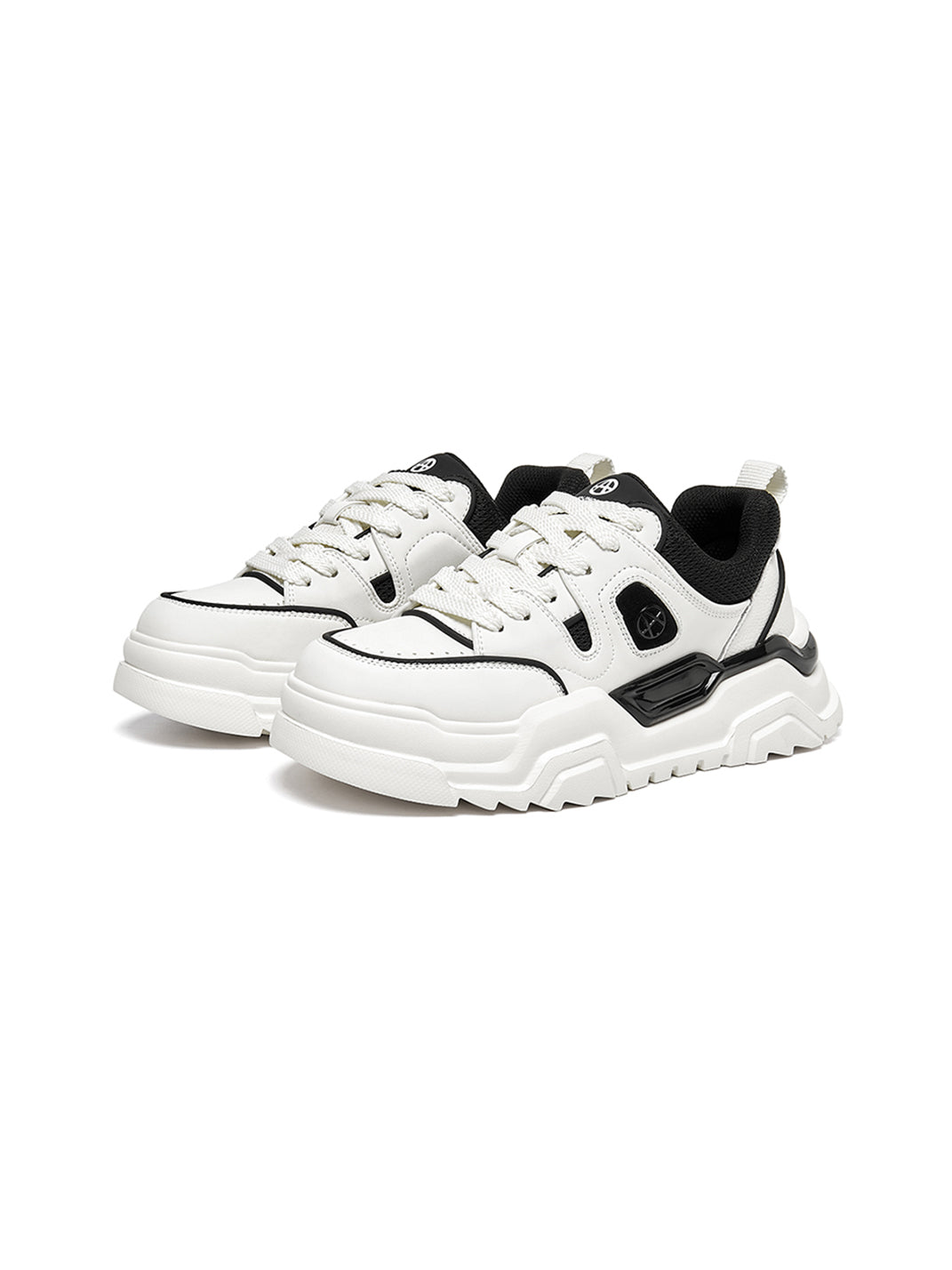 Black White Cutout Platform Sneakers - View 12