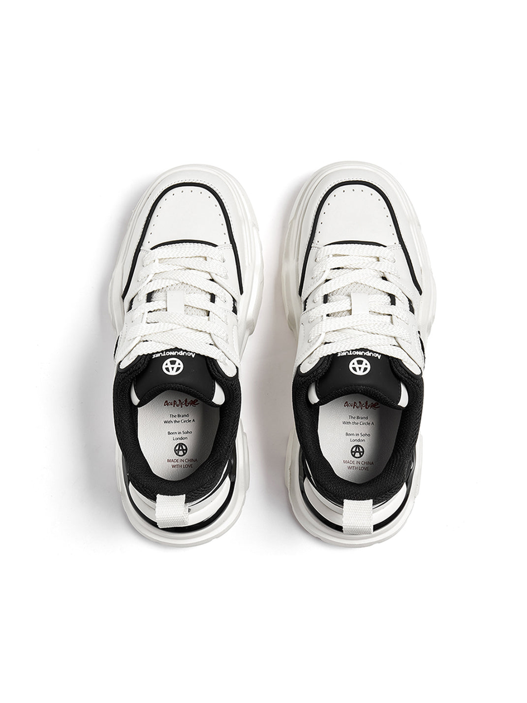 Black White Cutout Platform Sneakers - View 13