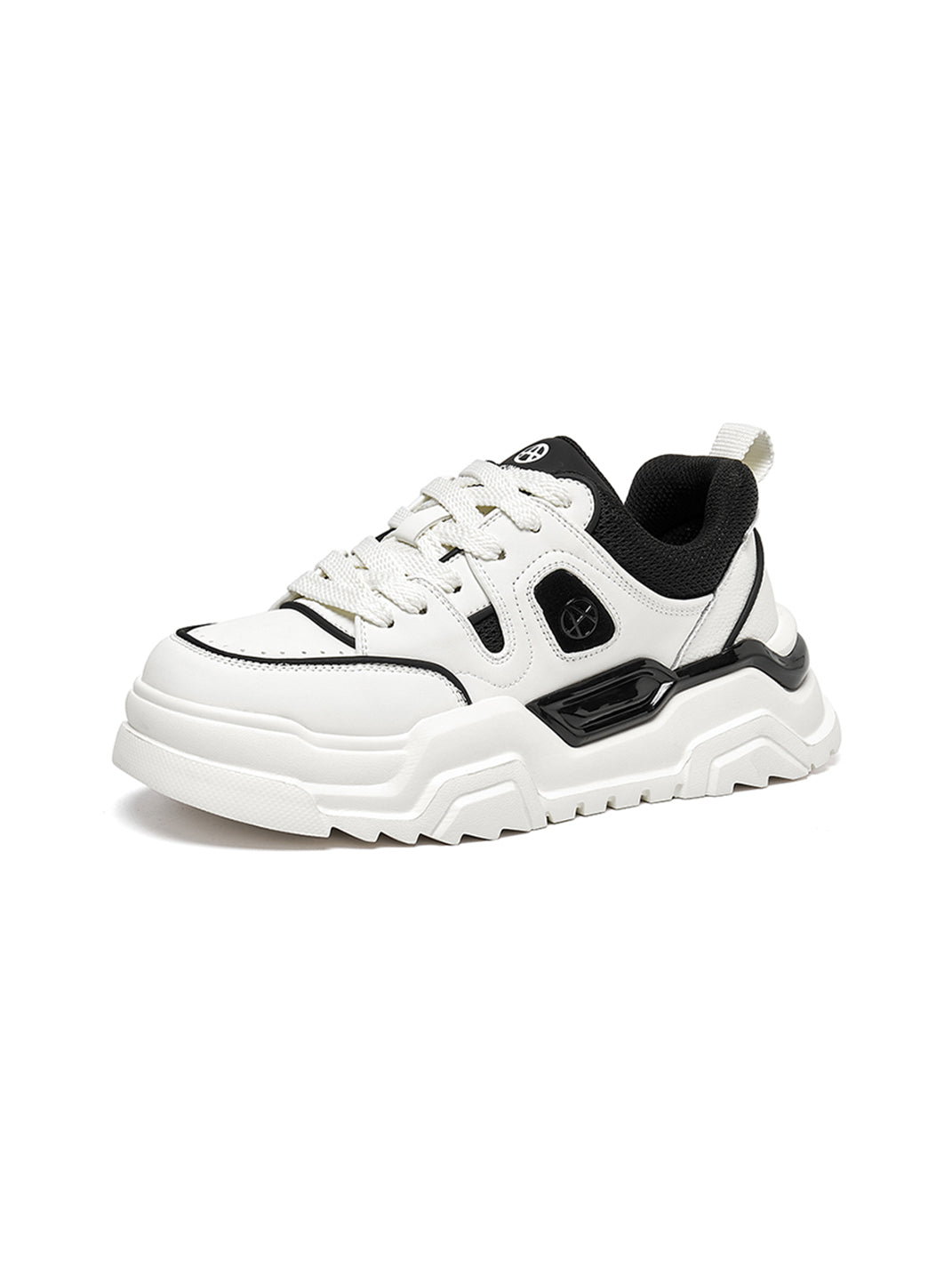 Black White Cutout Platform Sneakers - View 15