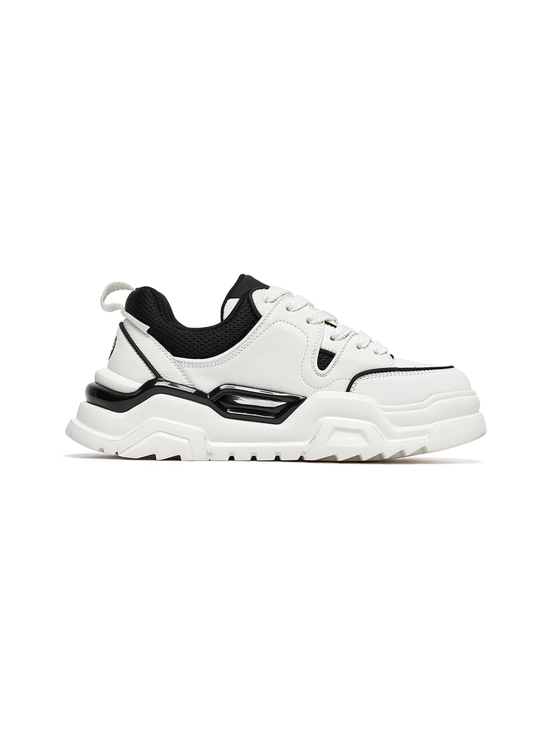 Black White Cutout Platform Sneakers - View 16