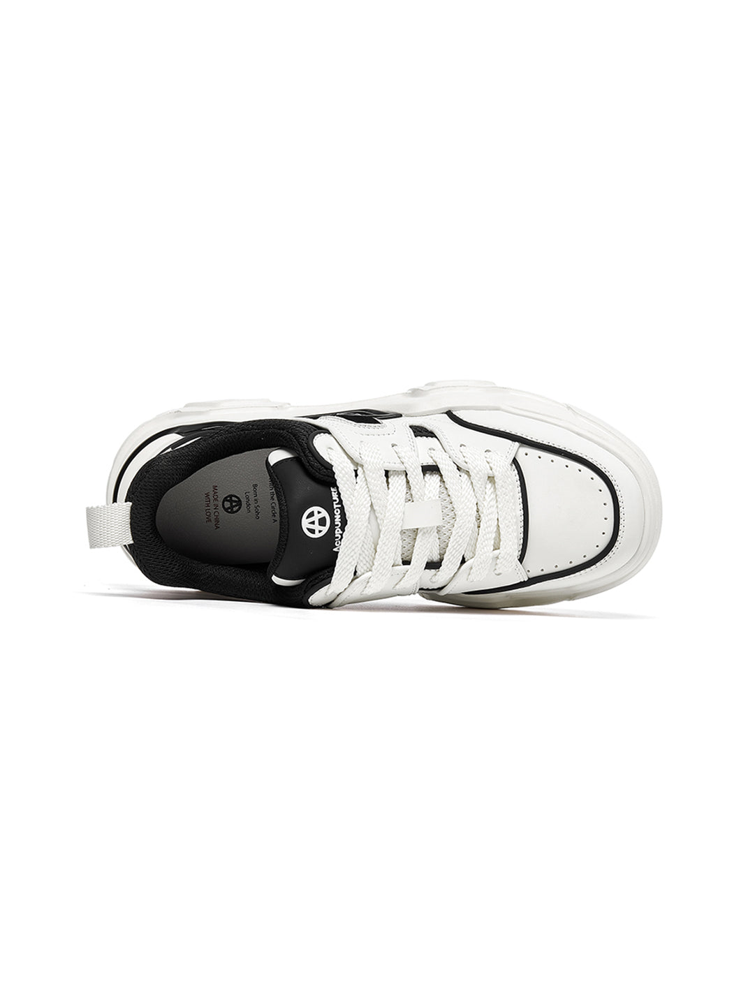 Black White Cutout Platform Sneakers - View 17