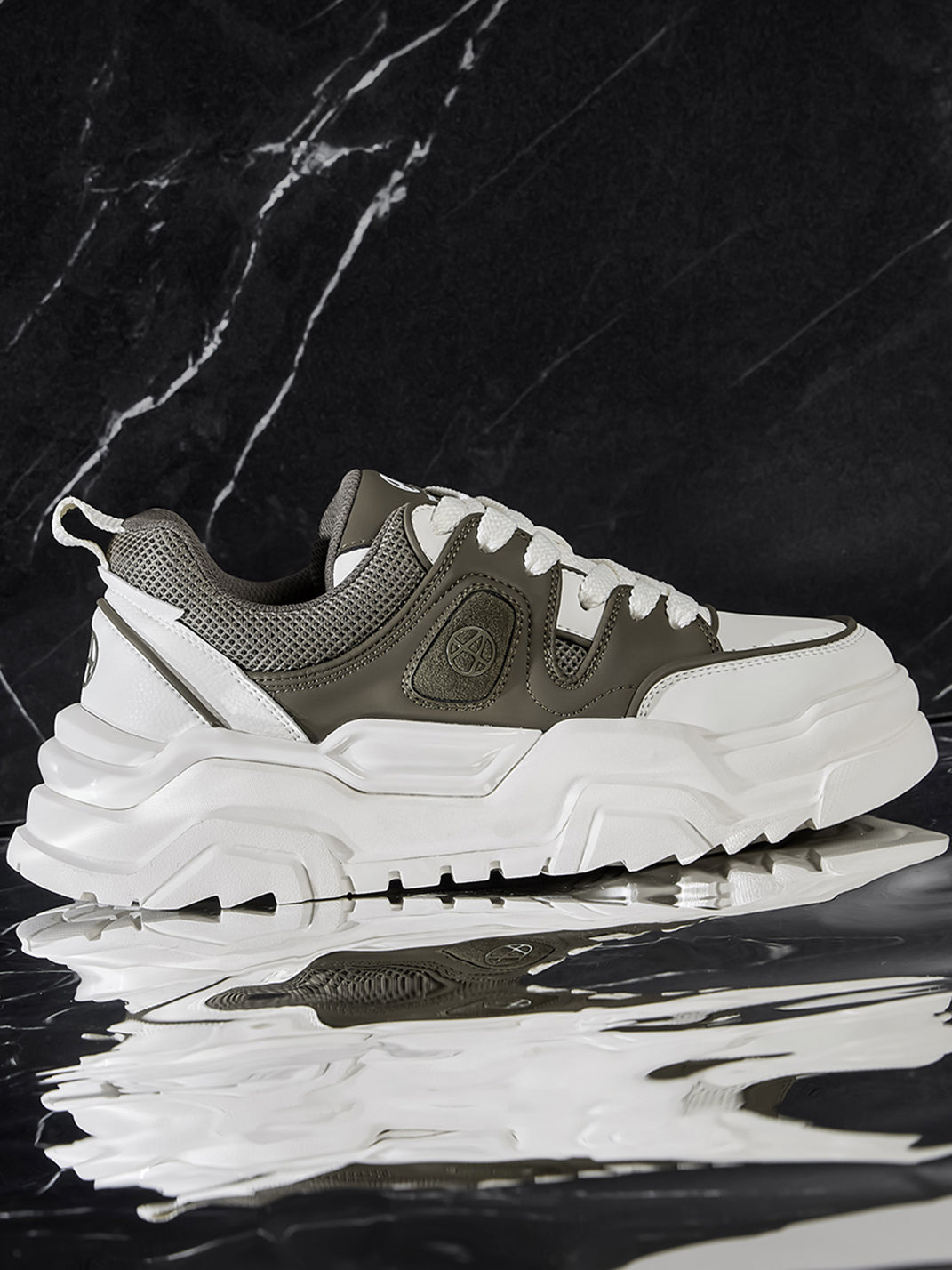 Black White Cutout Platform Sneakers - View 25