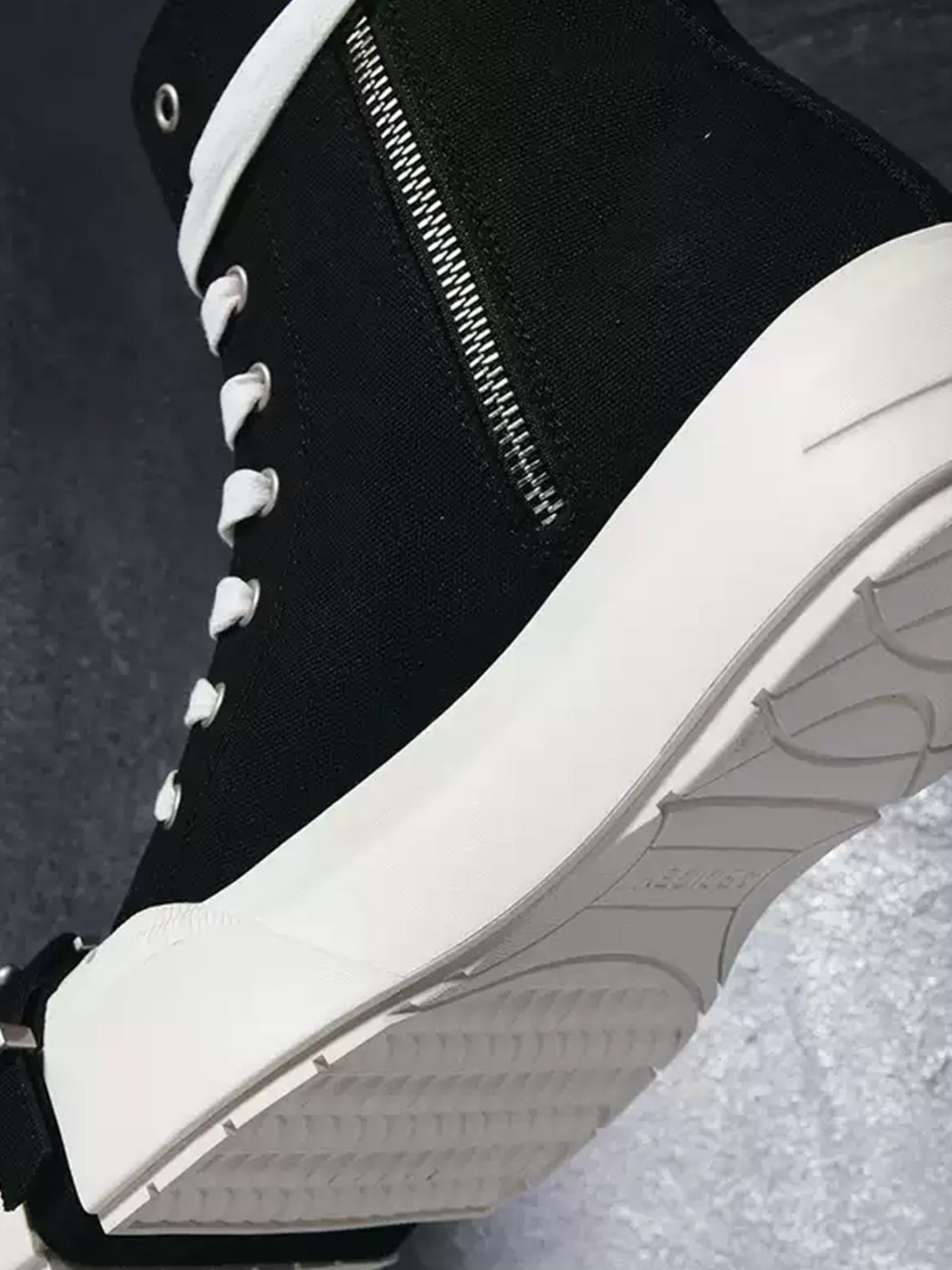 Black Zip-Pocket High-Top Platform Sneakers - View 4