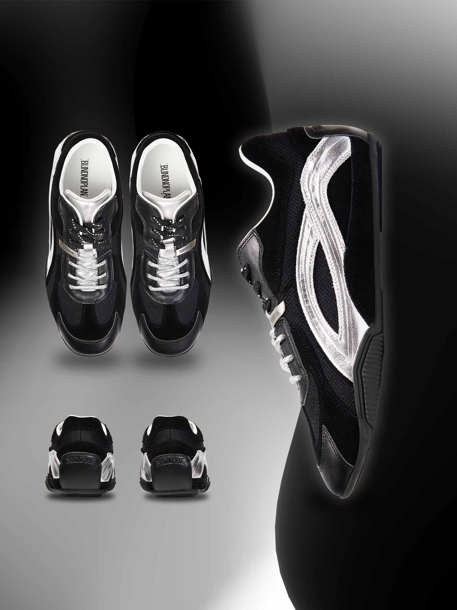 Contrast-Panel Low-Profile Racing Sneakers product view 2