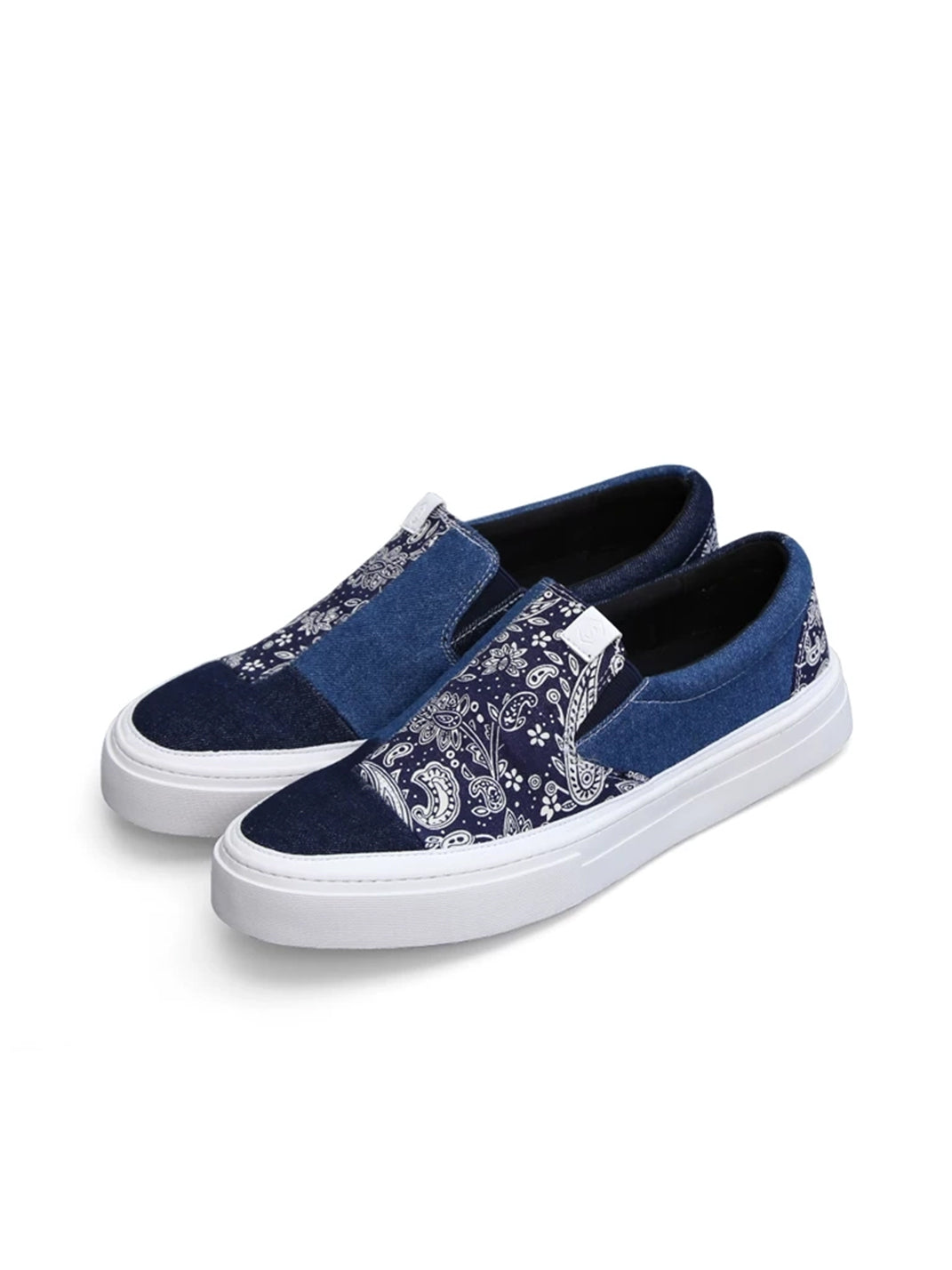 Blue Paisley Patchwork Slip-On Sneakers - View 5
