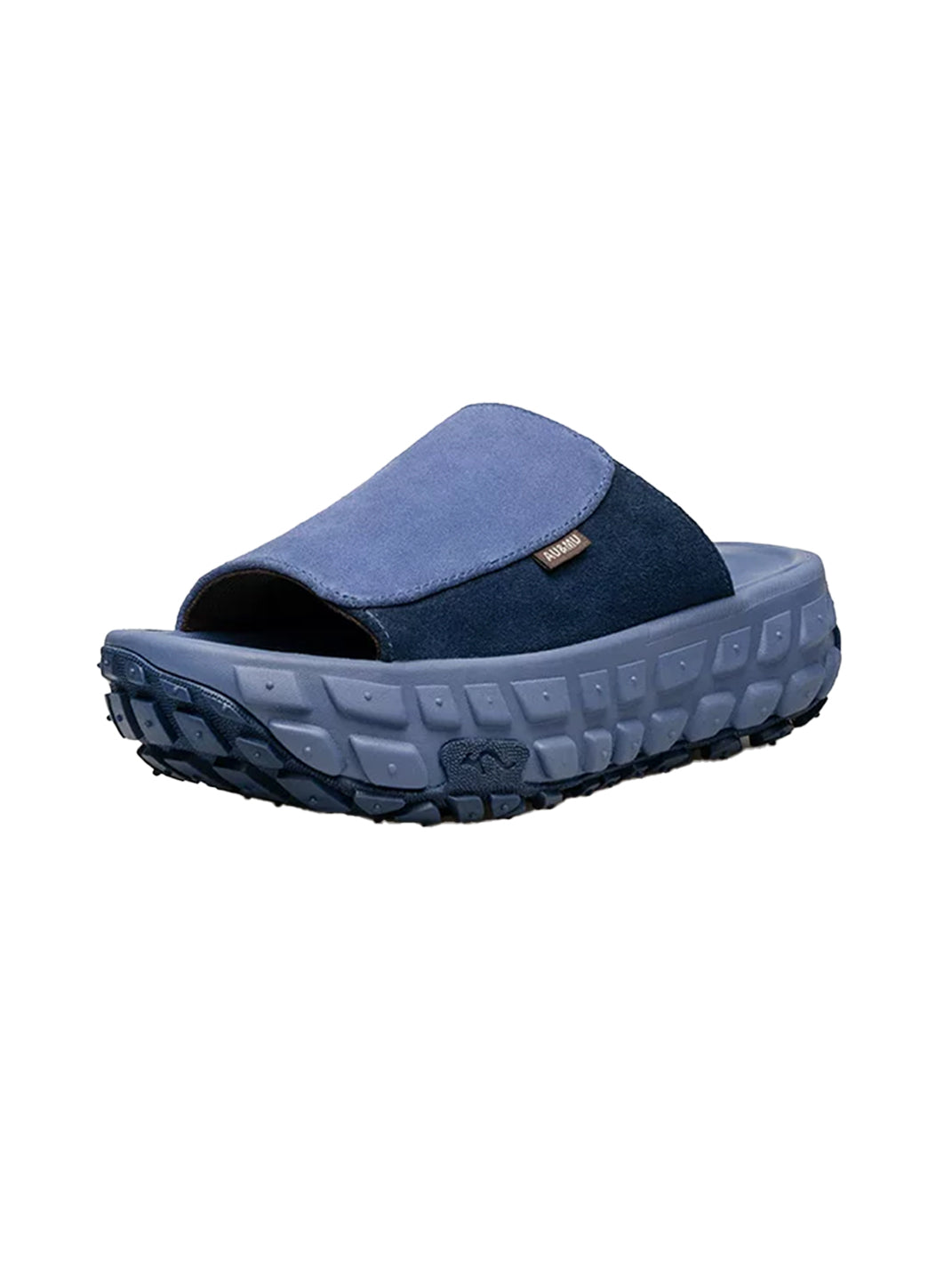 Blue Suede Tire-Sole Platform Mule Slides - View 5