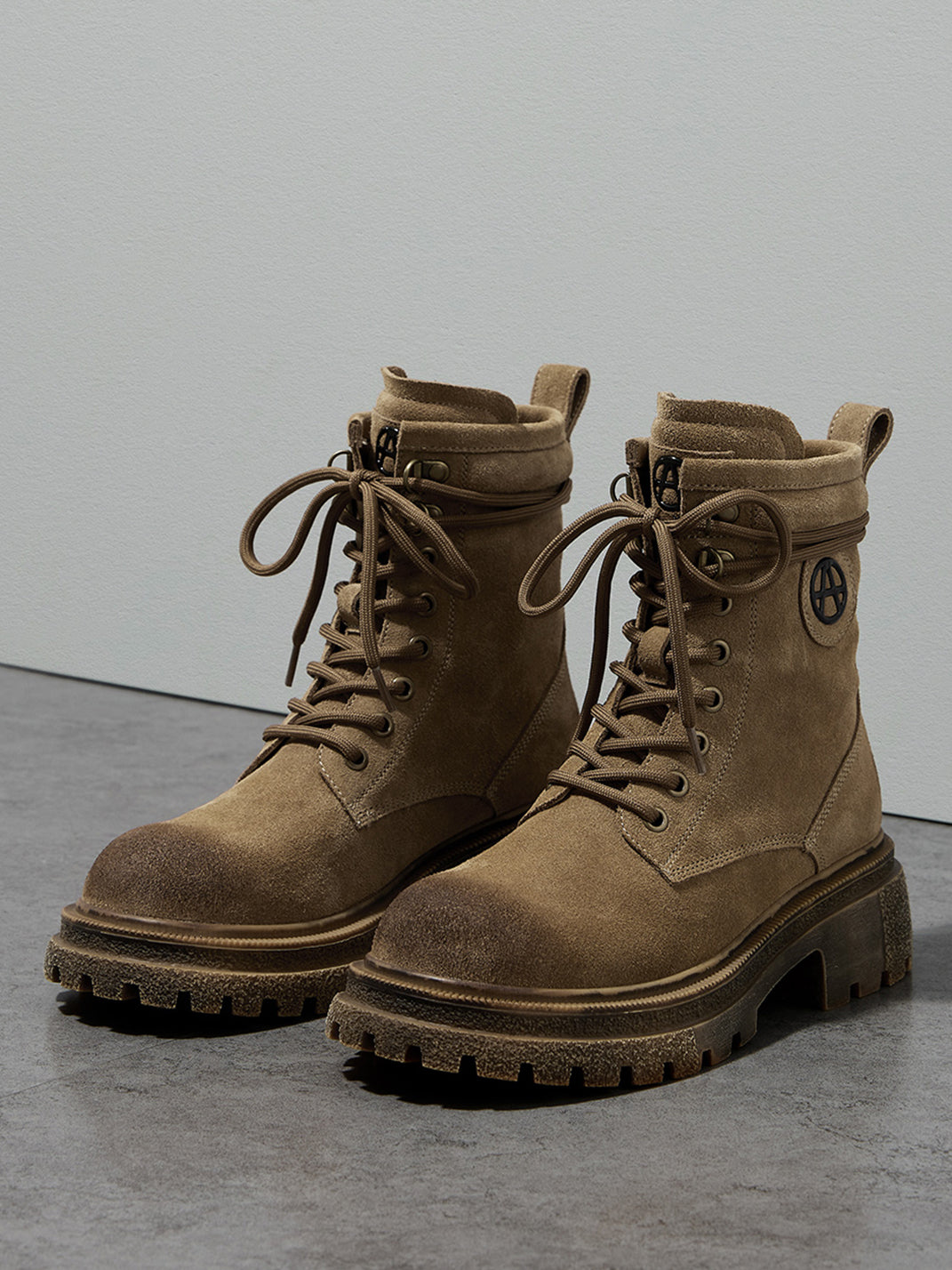 Brown Distressed Platform Combat Boots - View 6