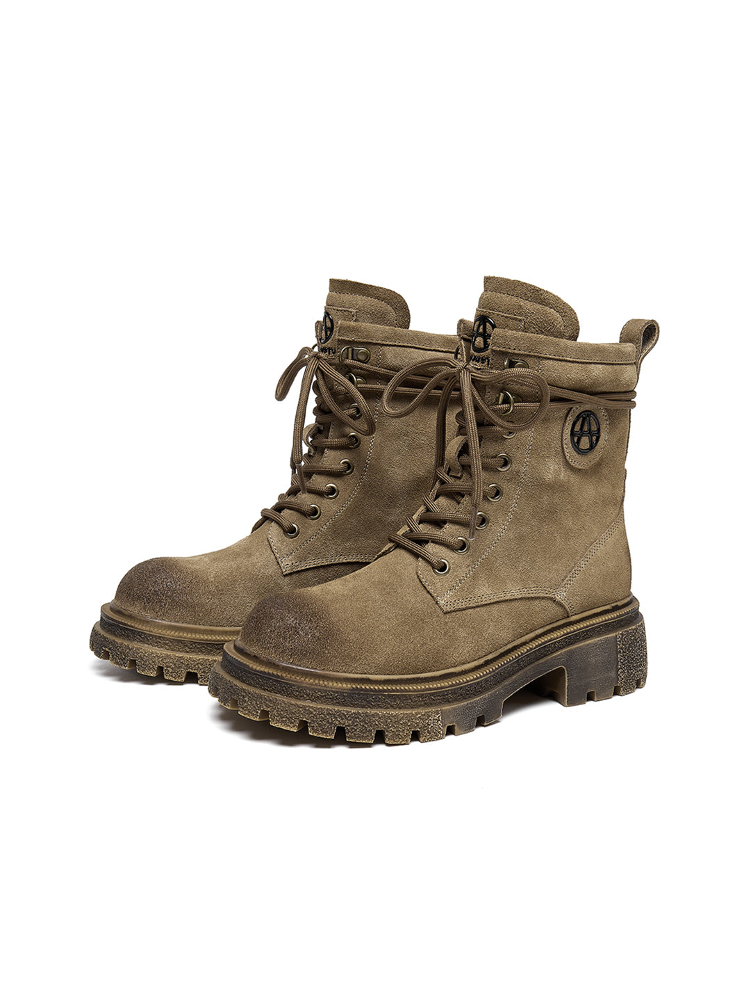 Brown Distressed Platform Combat Boots - View 8