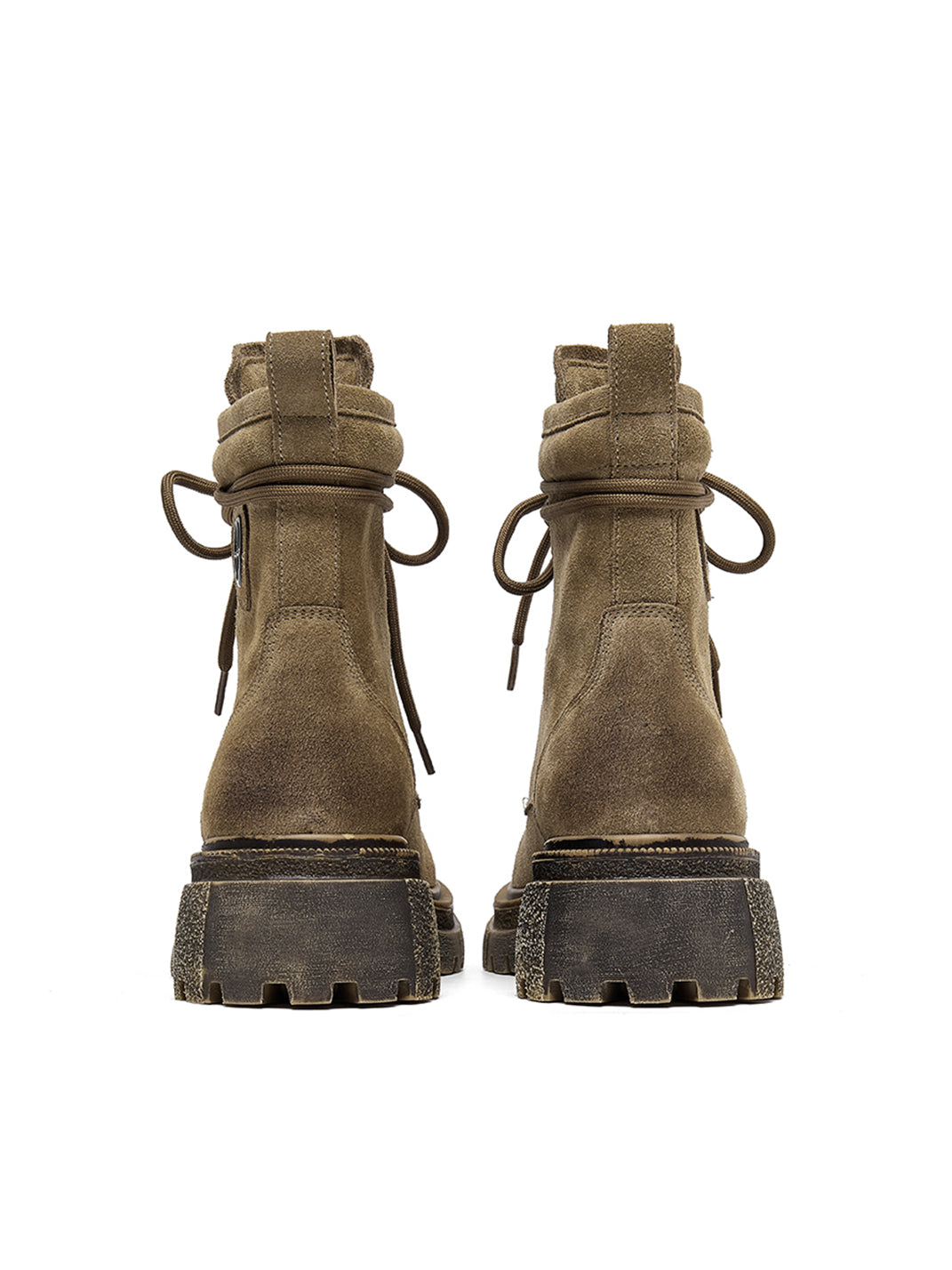 Brown Distressed Platform Combat Boots - View 10