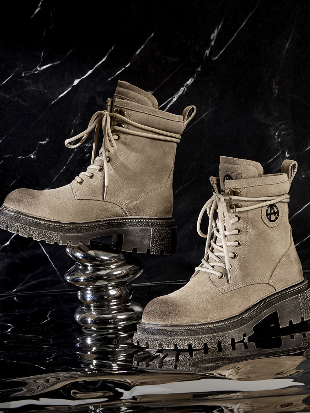 Brown Distressed Platform Combat Boots - View 19
