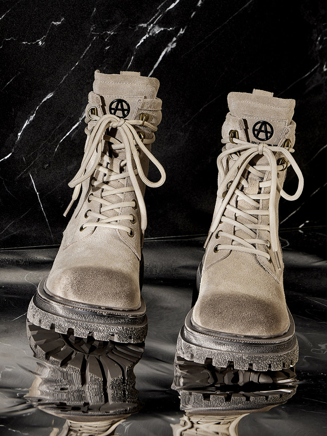Brown Distressed Platform Combat Boots - View 20