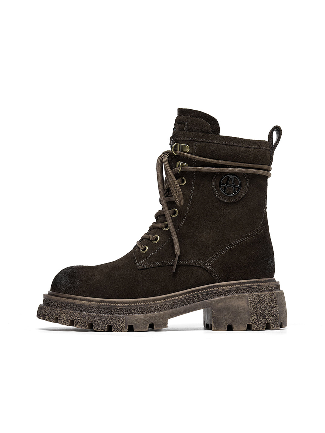 Brown Distressed Platform Combat Boots - View 32
