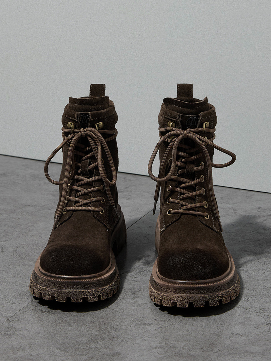 Brown Distressed Platform Combat Boots - View 37