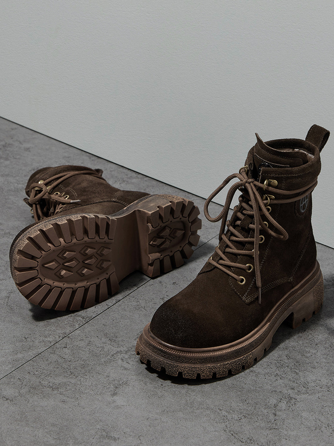 Brown Distressed Platform Combat Boots - View 38