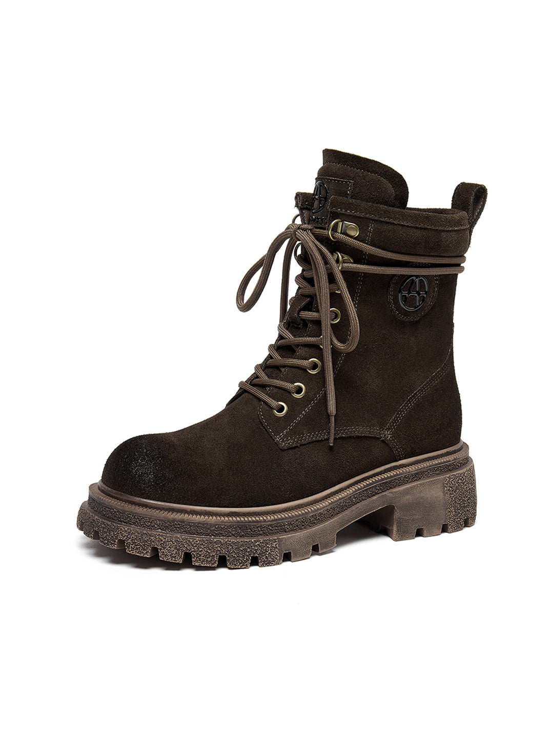 Brown Distressed Platform Combat Boots - View 44