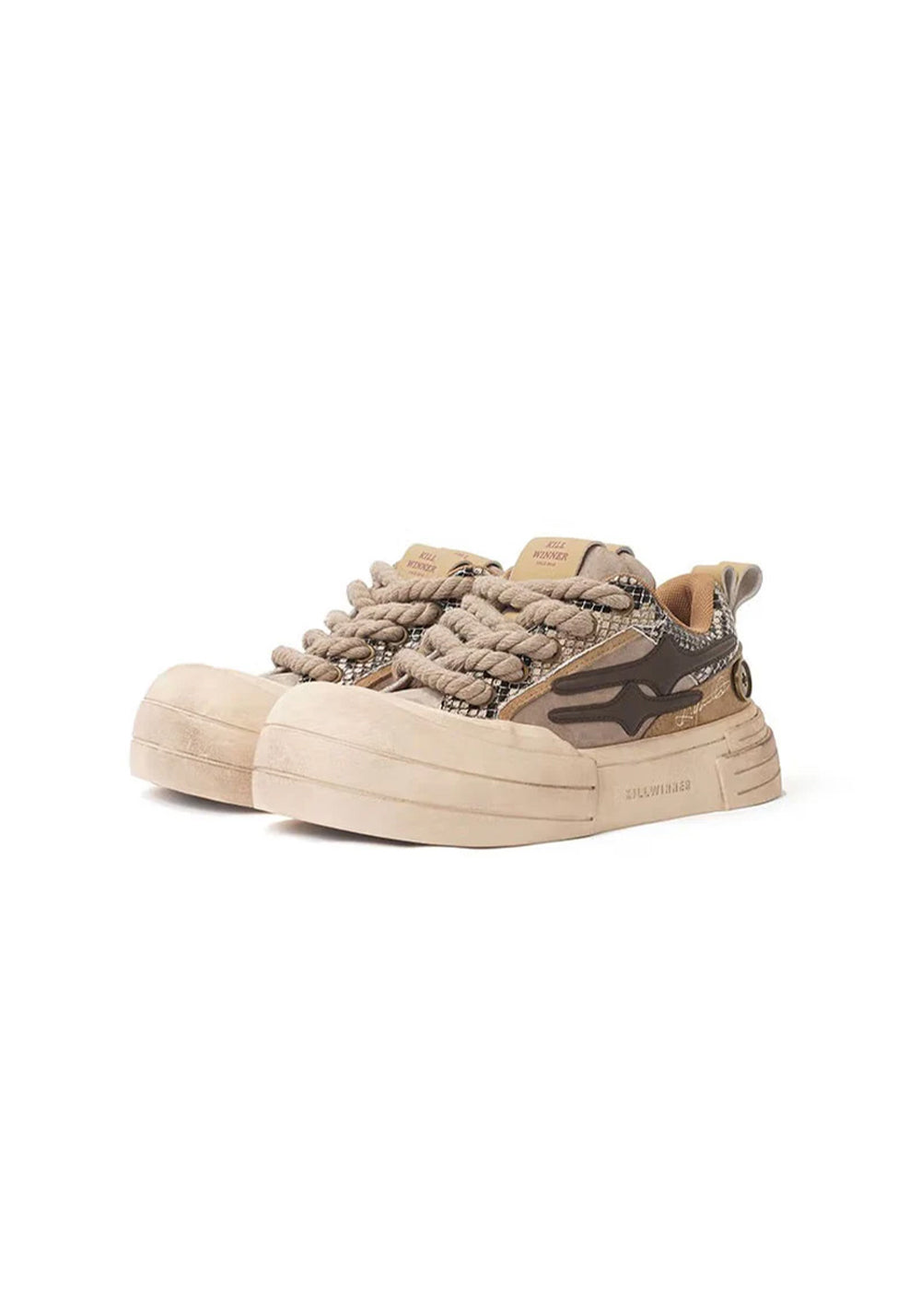 Brown Smile Panel Platform Sneakers - View 11