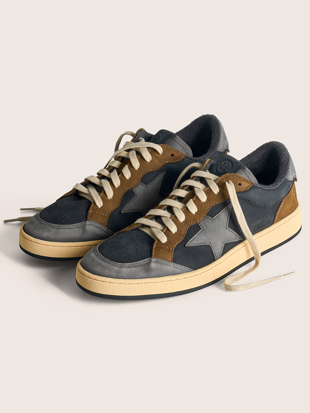 Brown Star Panel Retro Low-Top Sneakers - View 6
