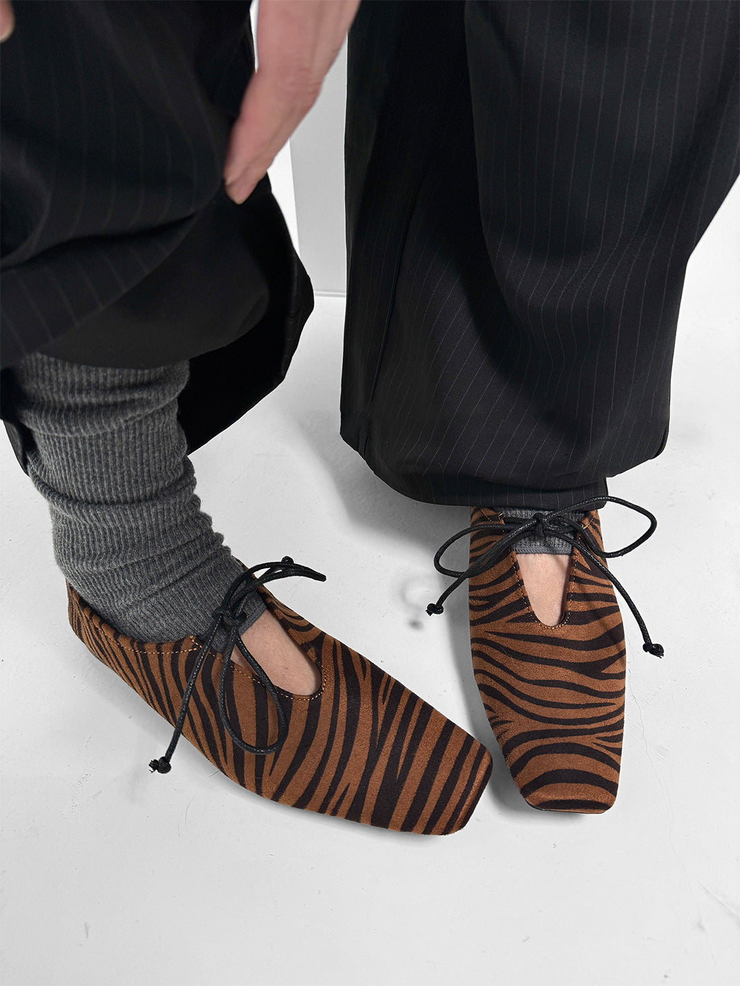 Brown Zebra-Print Lace-Up Loafers - View 6