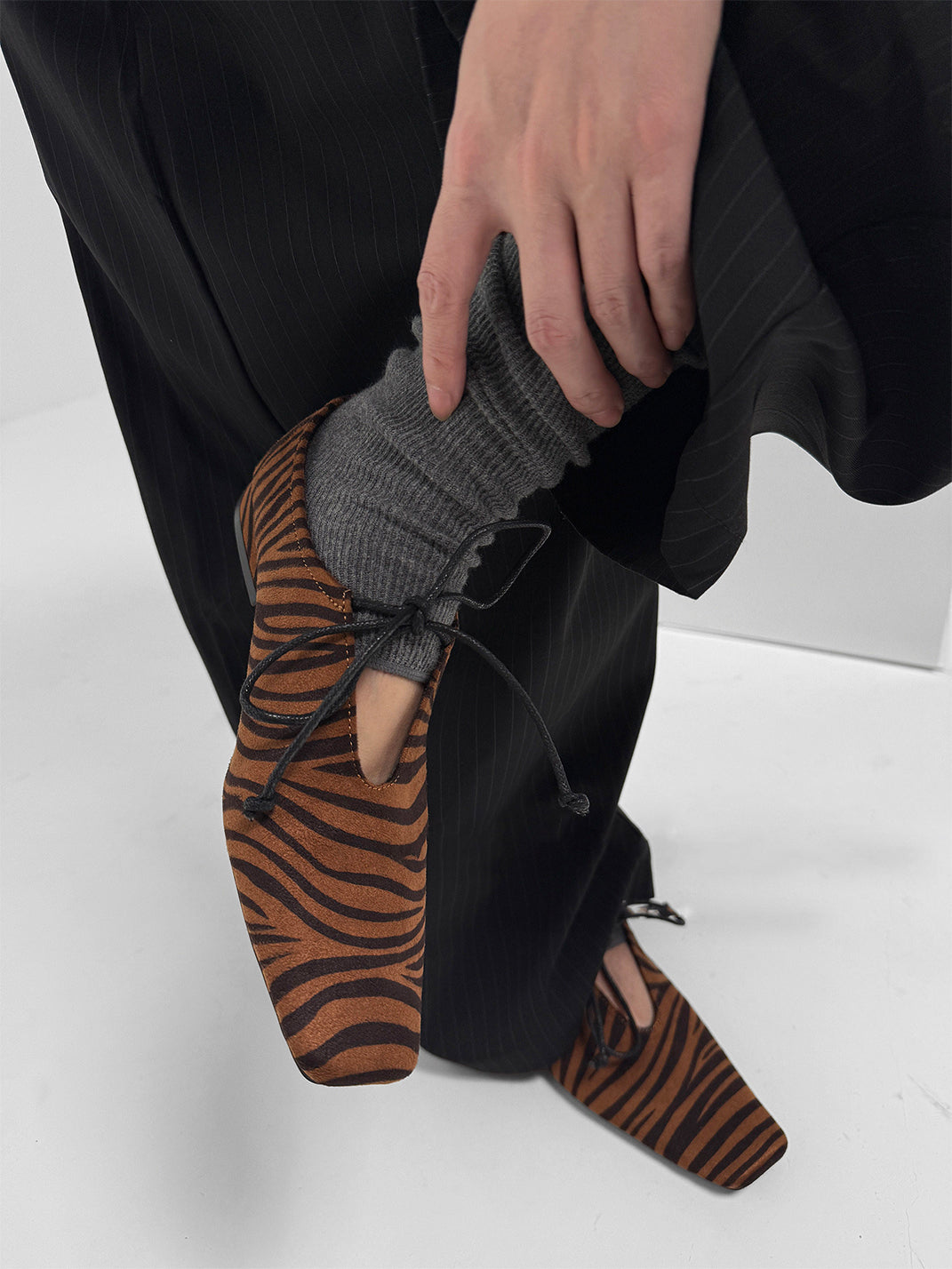 Brown Zebra-Print Lace-Up Loafers - View 7