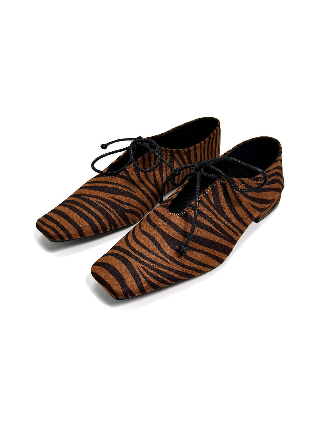 Brown Zebra-Print Lace-Up Loafers - View 8