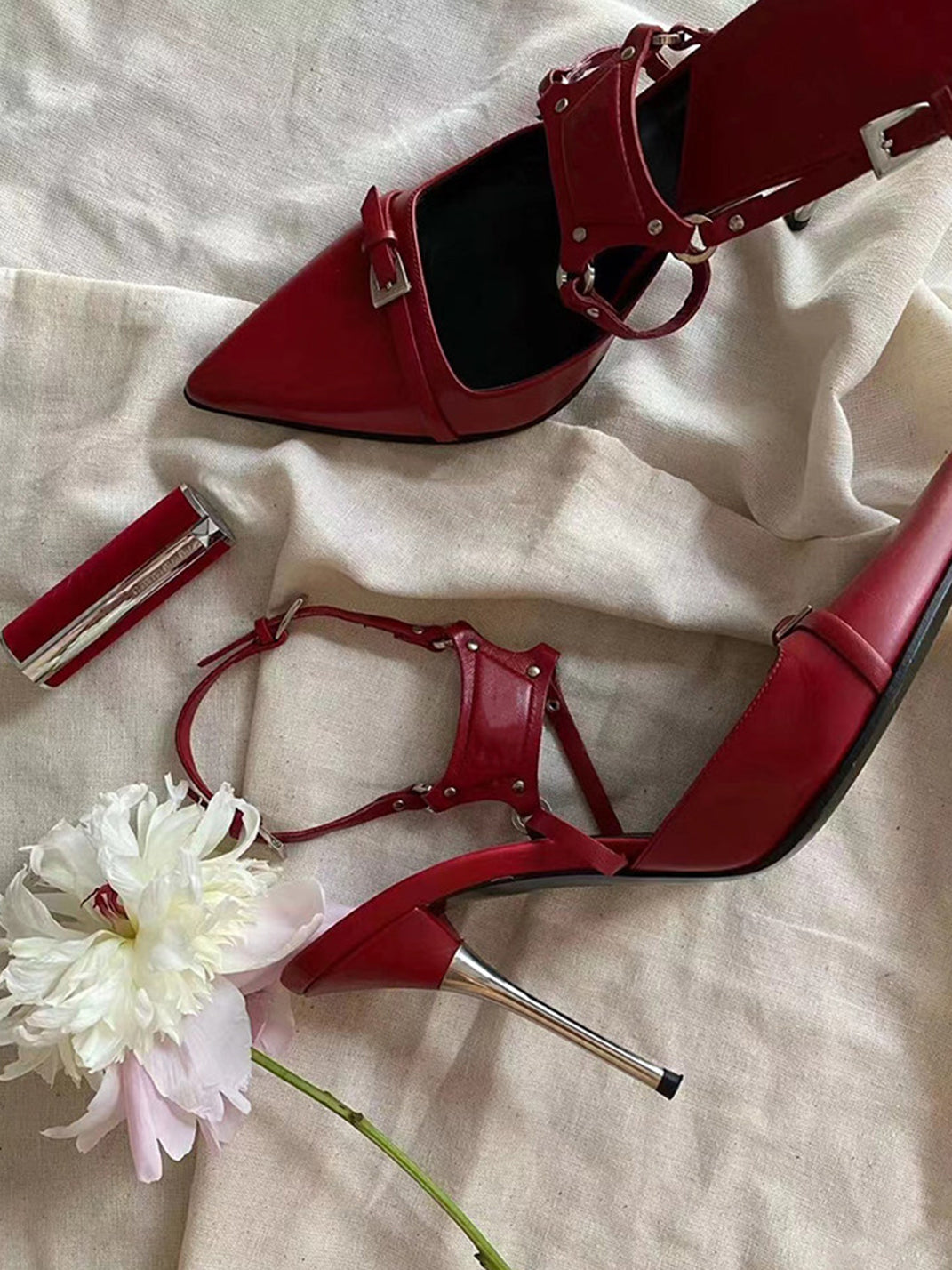 Buckle-Strap Pointed-Toe Stiletto Pumps - View 2