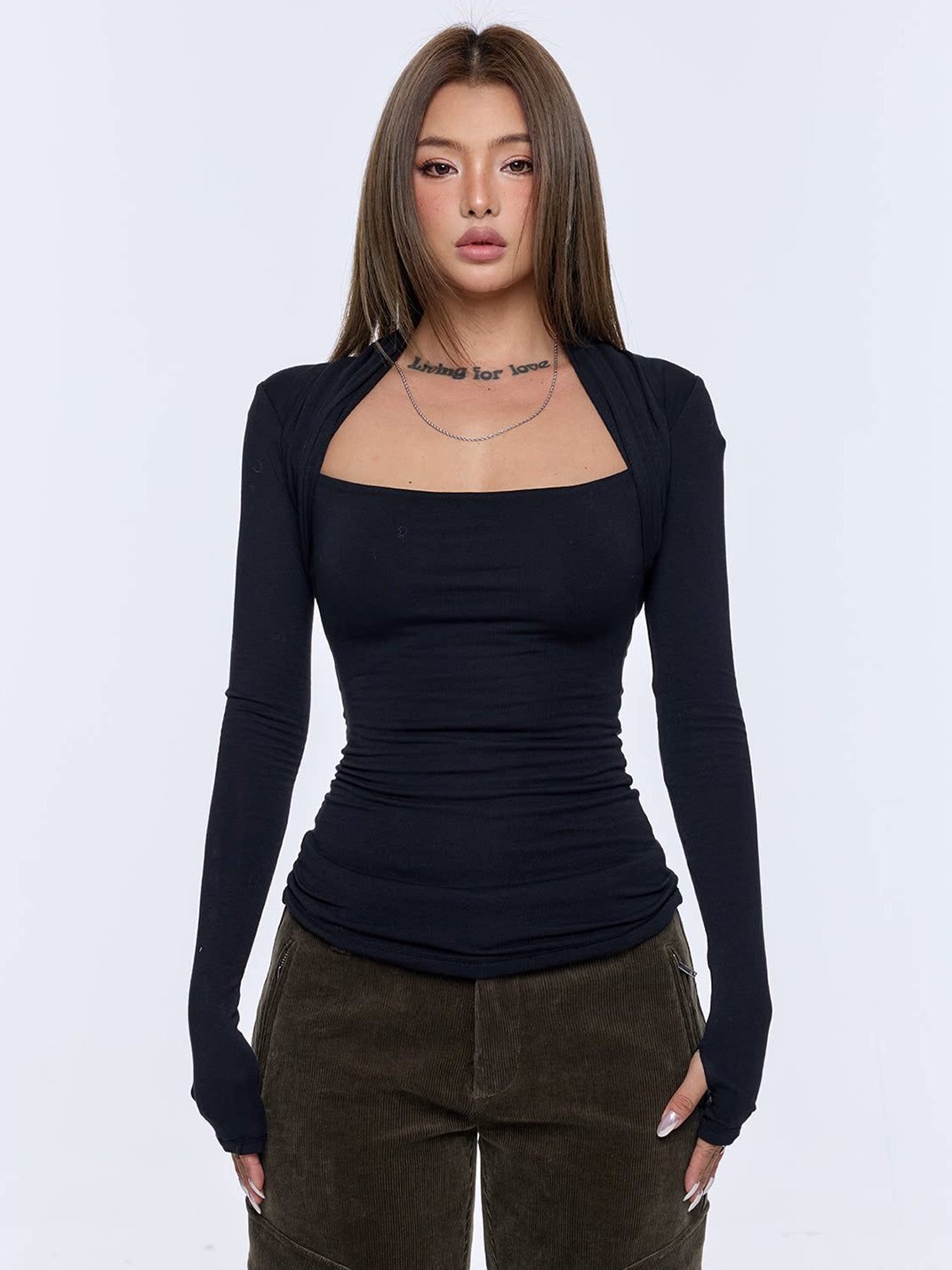Layered Waist-Cinching Wool-Blend Top - View 15