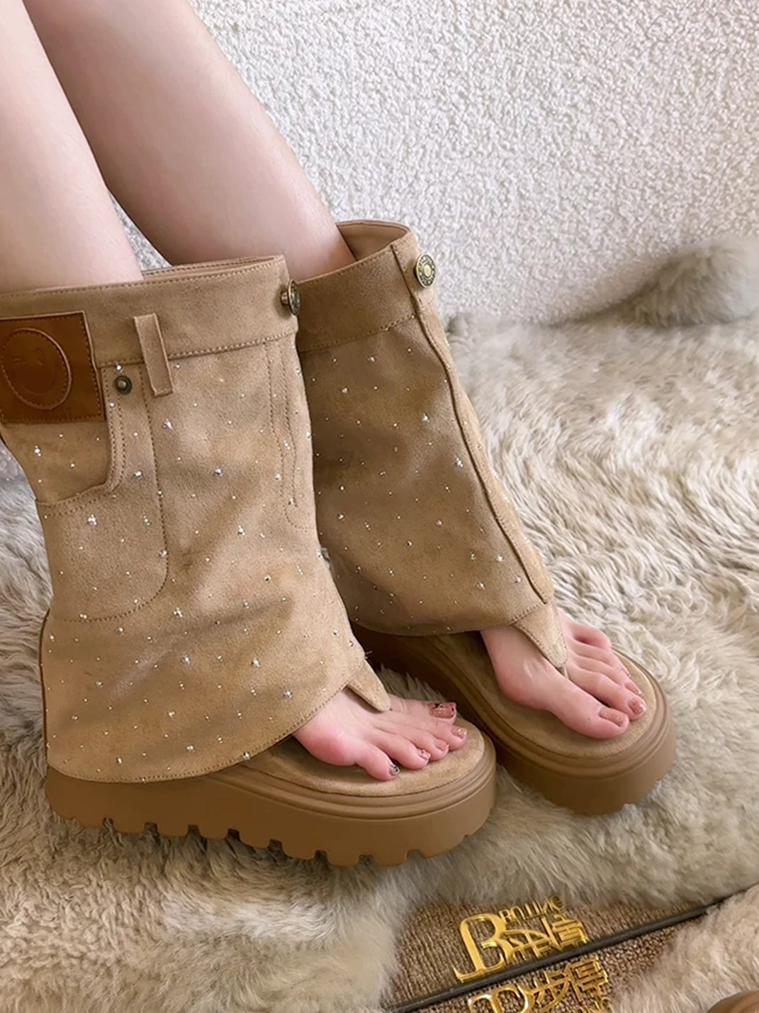 Thong Platform Knee-High Roman Sandal Boots - View 7