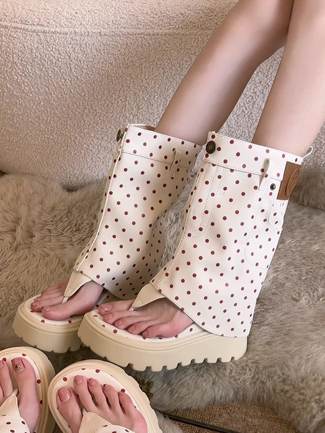 Thong Platform Knee-High Roman Sandal Boots - View 12