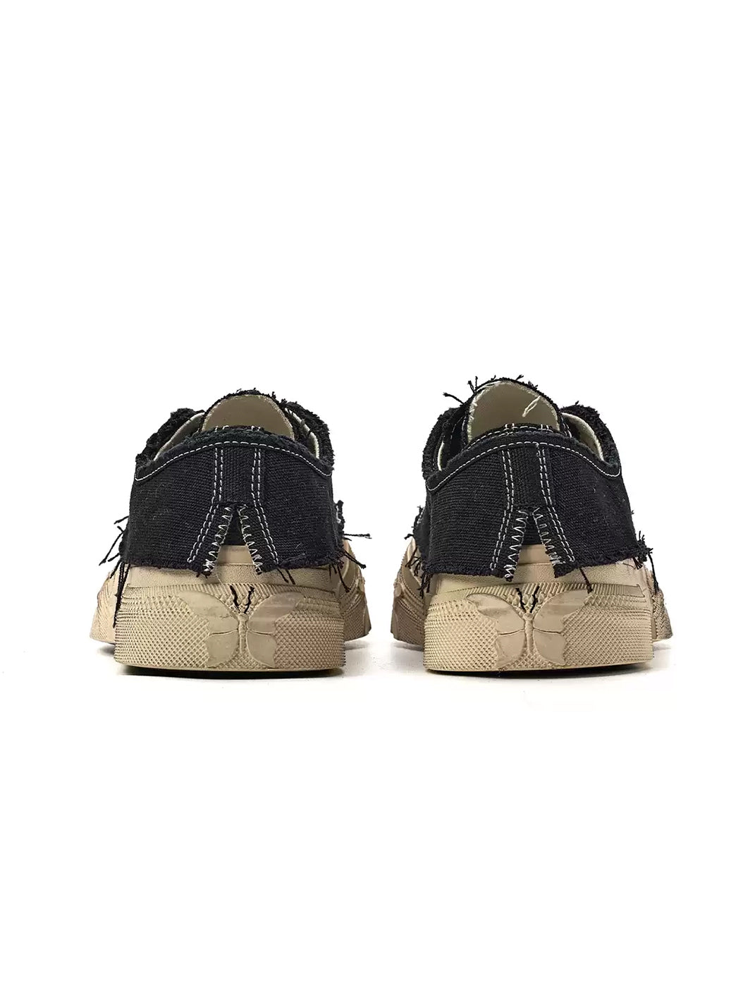 Black Distressed-Wash Platform Canvas Sneakers - View 4