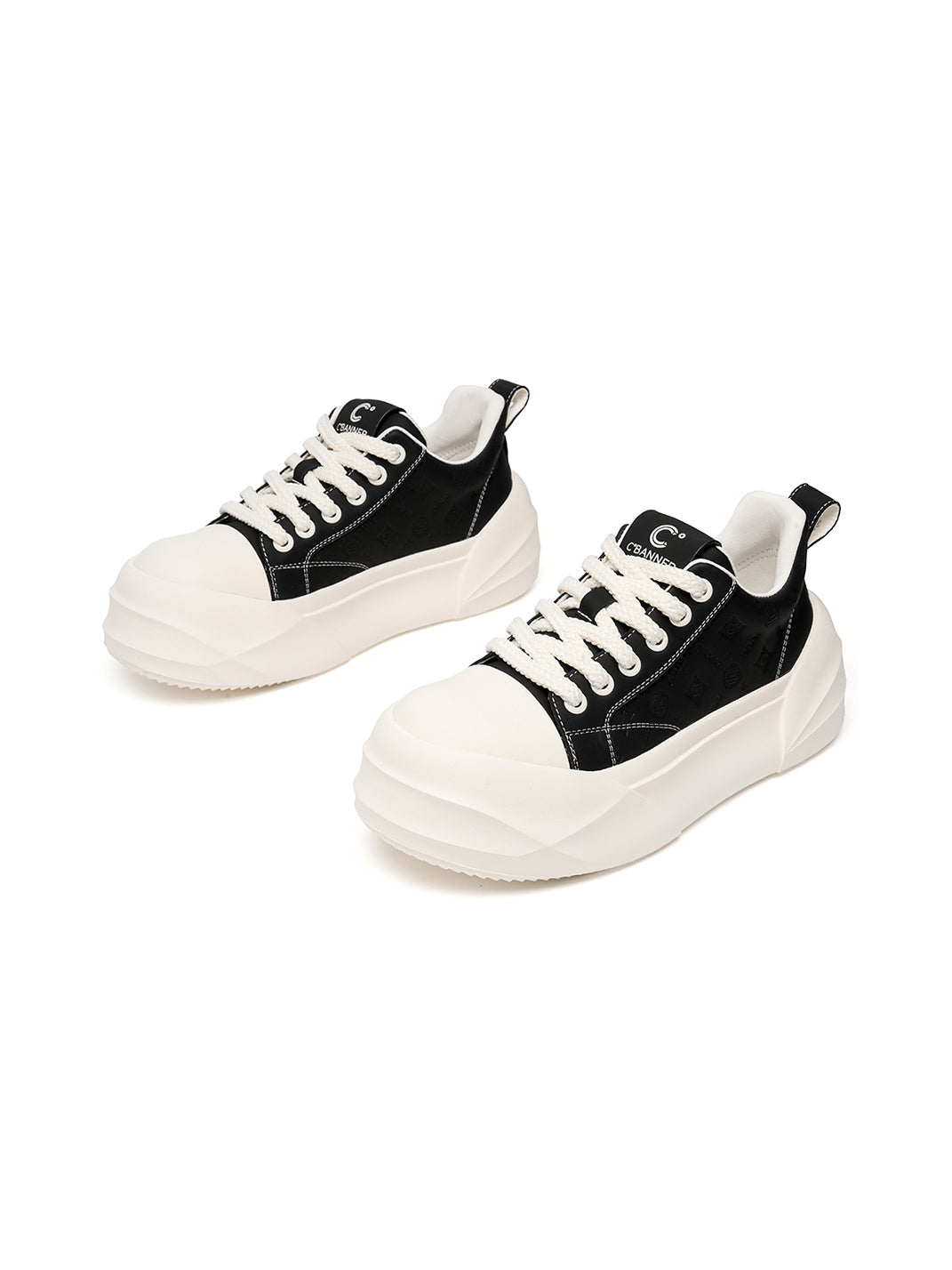 Black Geometric-Sole Platform Sneakers - View 10