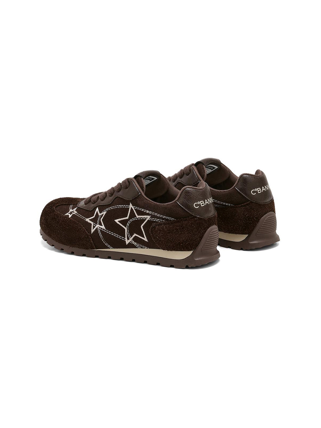 Brown Star-Embroidered Retro Low-Top Sneakers - View 7