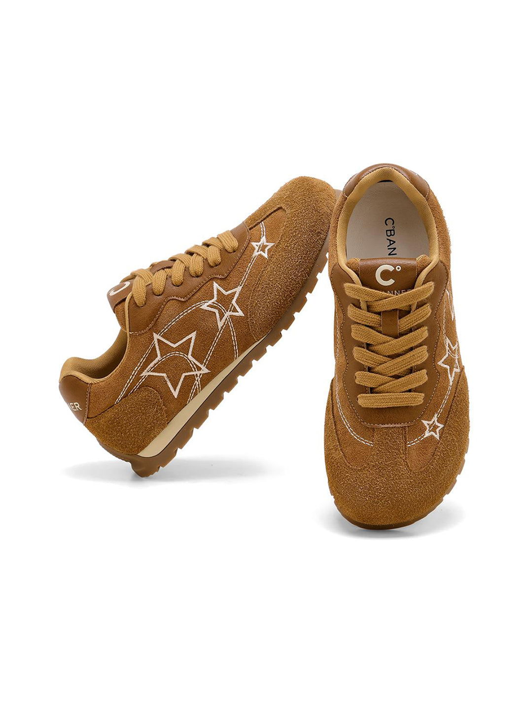 Camel Star-Embroidered Retro Low-Top Sneakers - View 6