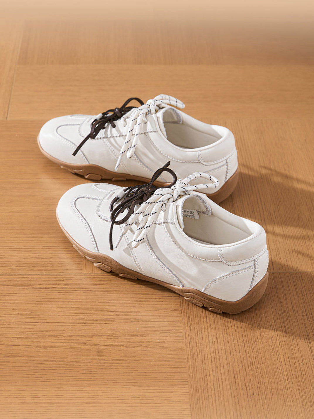 Ivory Double-Lace Gum-Sole Retro Trainers - View 8