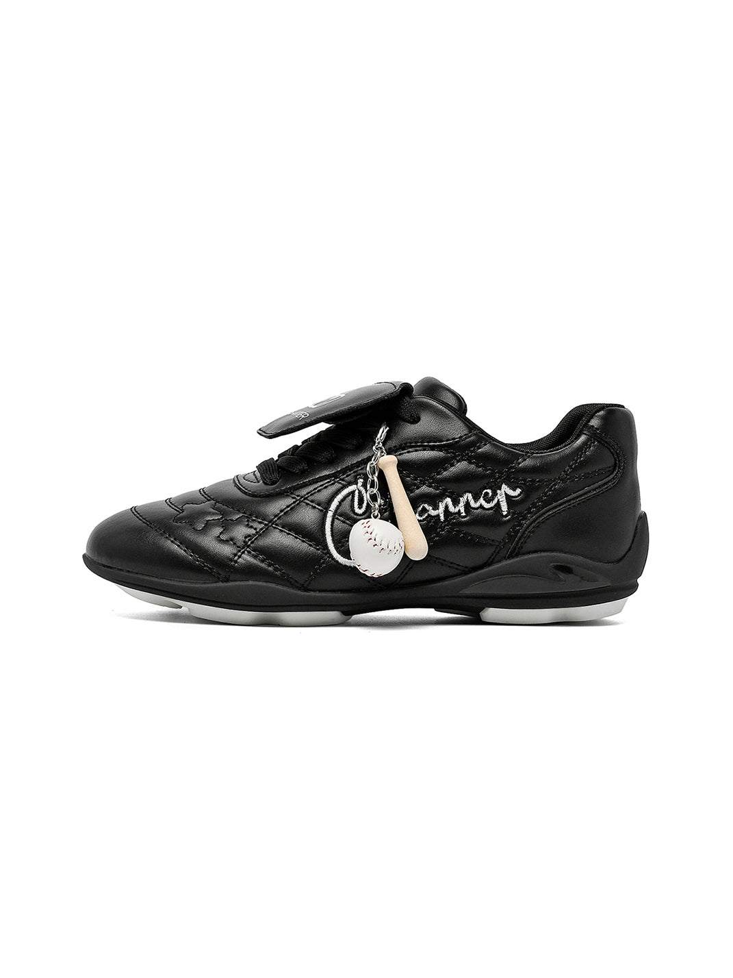Black Patent Foldover-Tongue Retro Sneakers