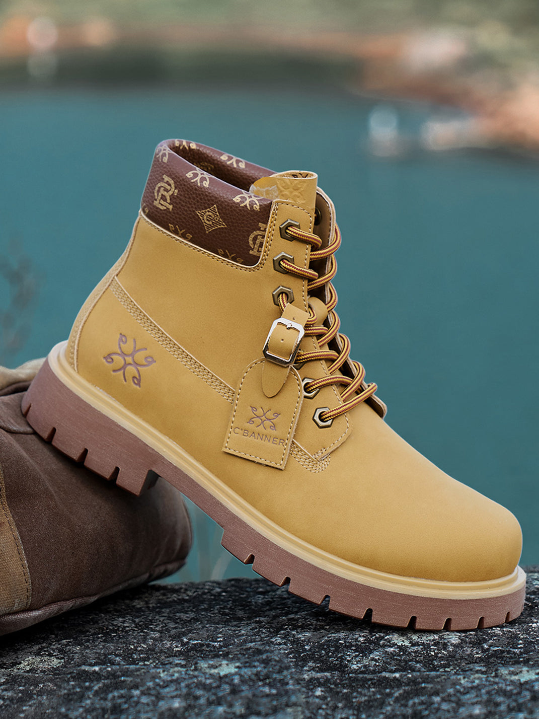 Wheat Contrast-Stitch Lug-Sole Work Boots - View 9