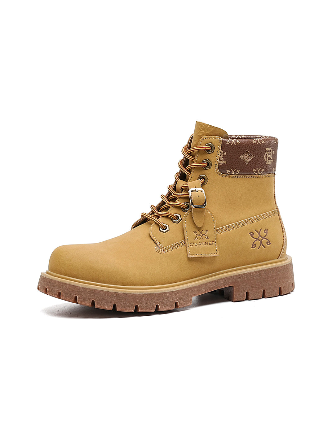 Wheat Contrast-Stitch Lug-Sole Work Boots - View 17