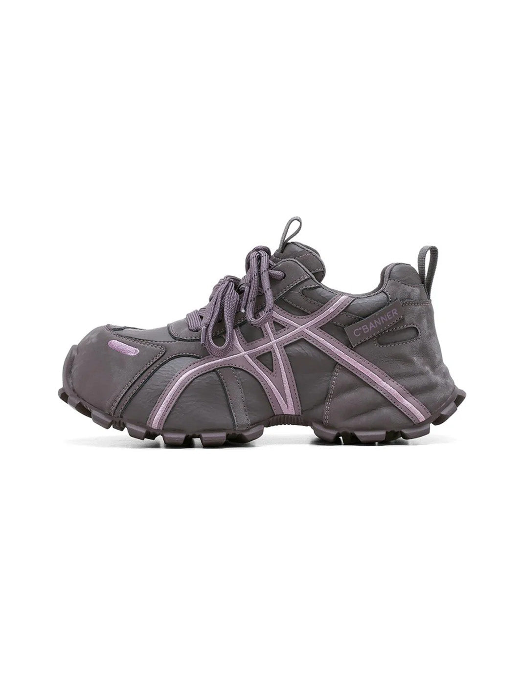 Purple Cross-Lace Technical Trail Sneakers