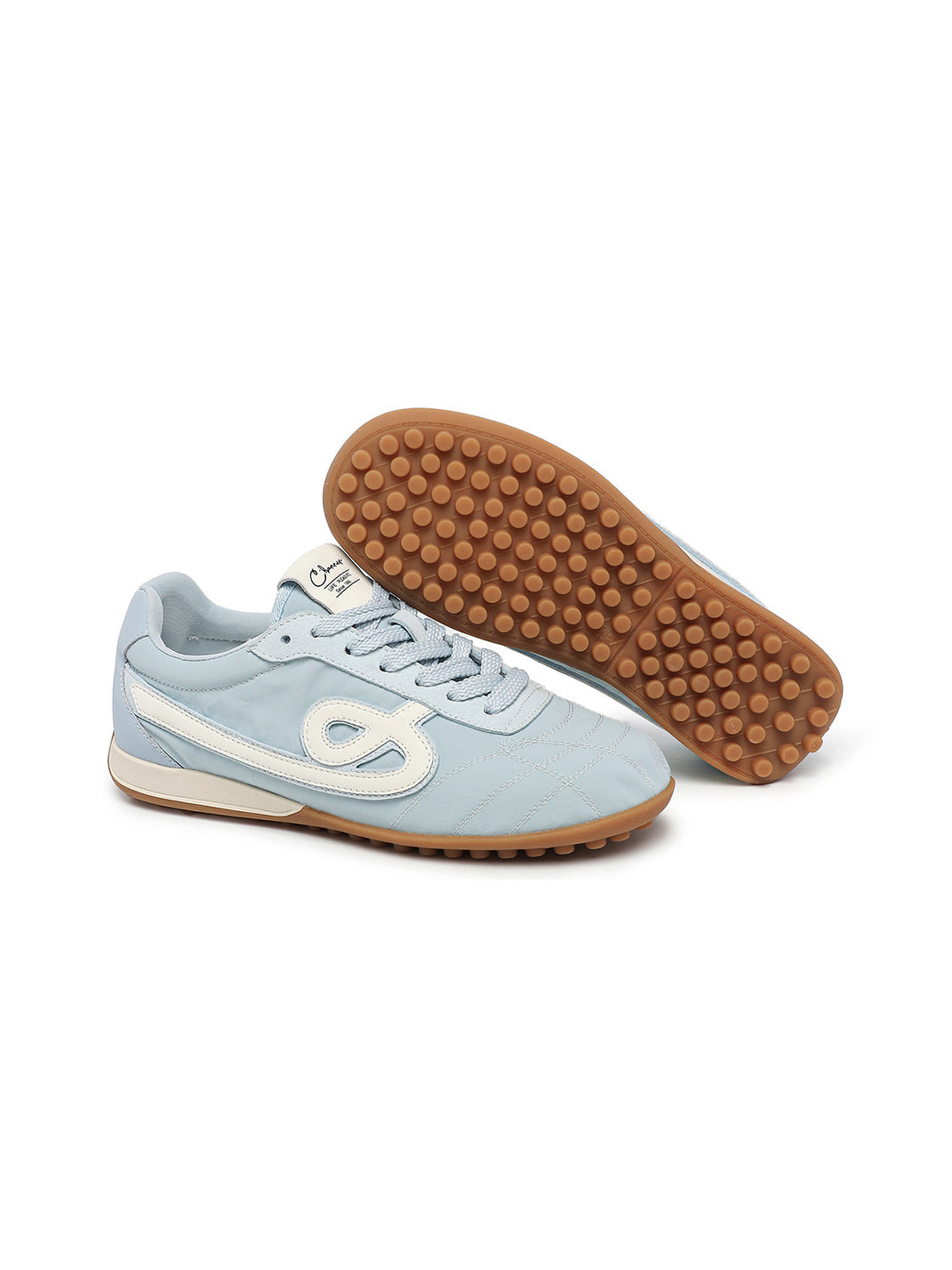 Sky Blue Quilted-Panel Gum-Sole Sneakers - View 8