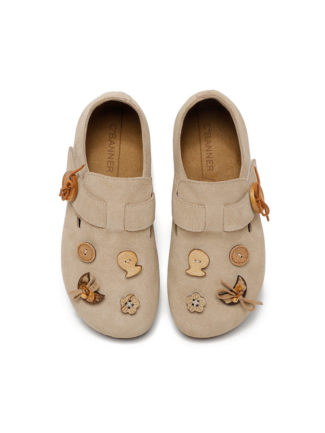 Suede Button-Strap Retro Slip-On Shoes - View 9