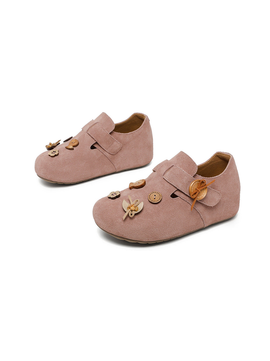 Suede Button-Strap Retro Slip-On Shoes - View 13