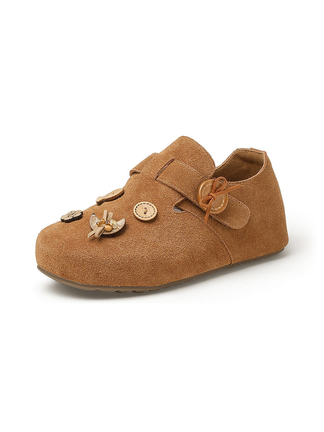 Suede Button-Strap Retro Slip-On Shoes - View 19