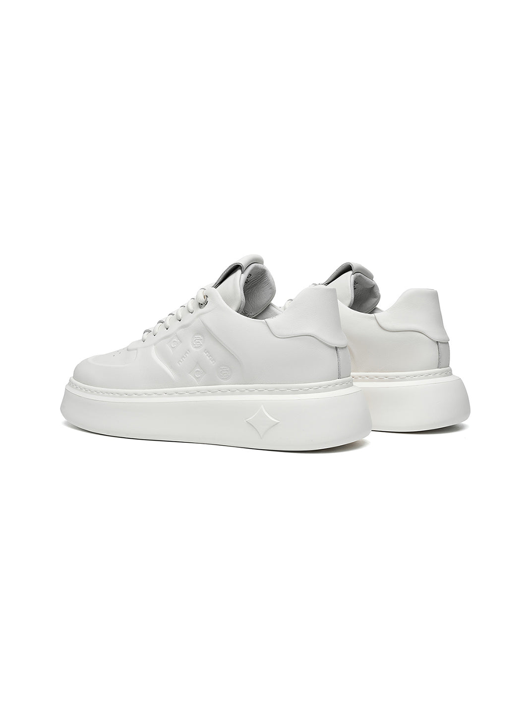 White Monogram-Texture Chunky Platform Sneakers - View 11