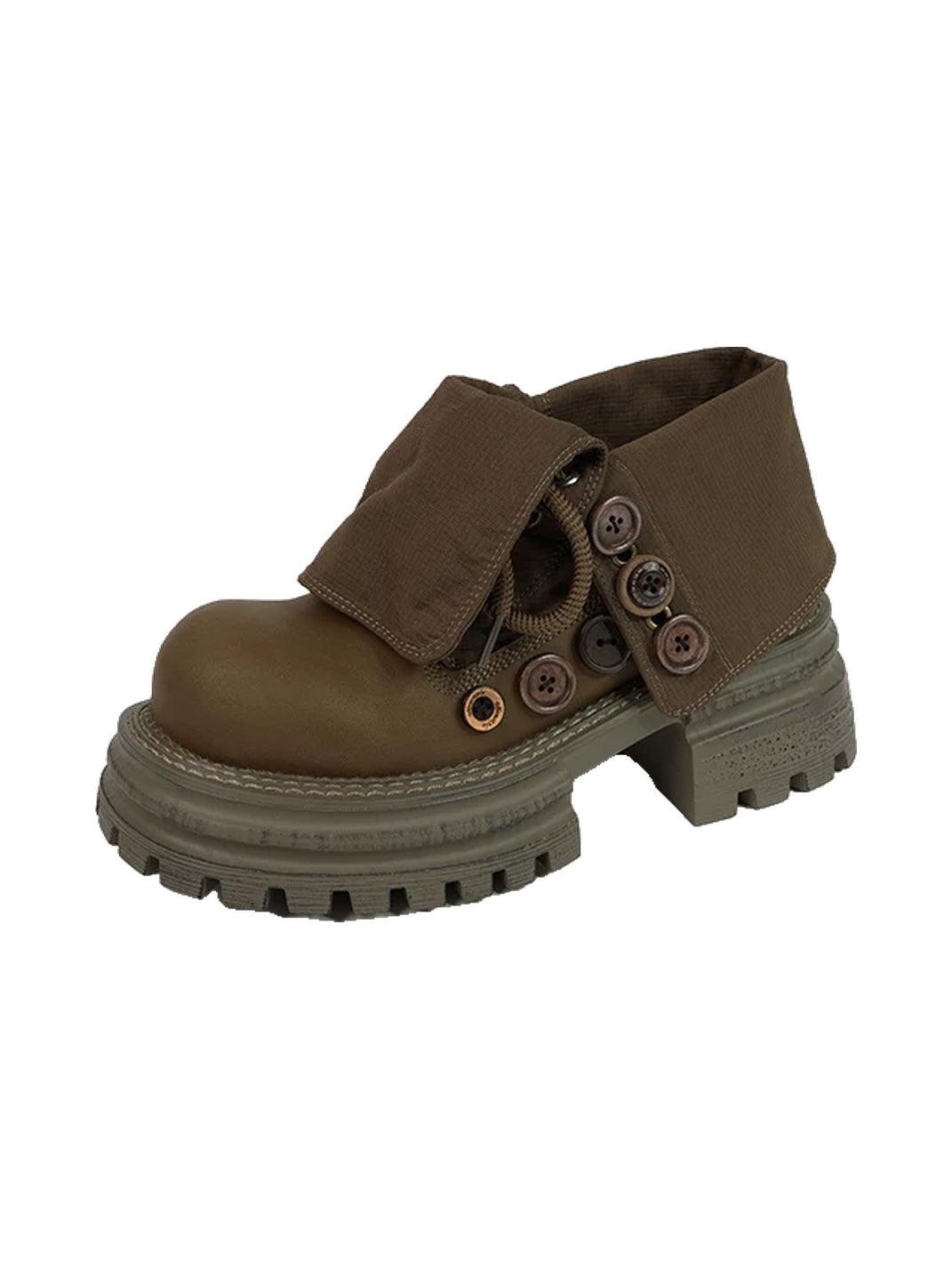 Button-Cuff Canvas Platform Ankle Boots - view 1
